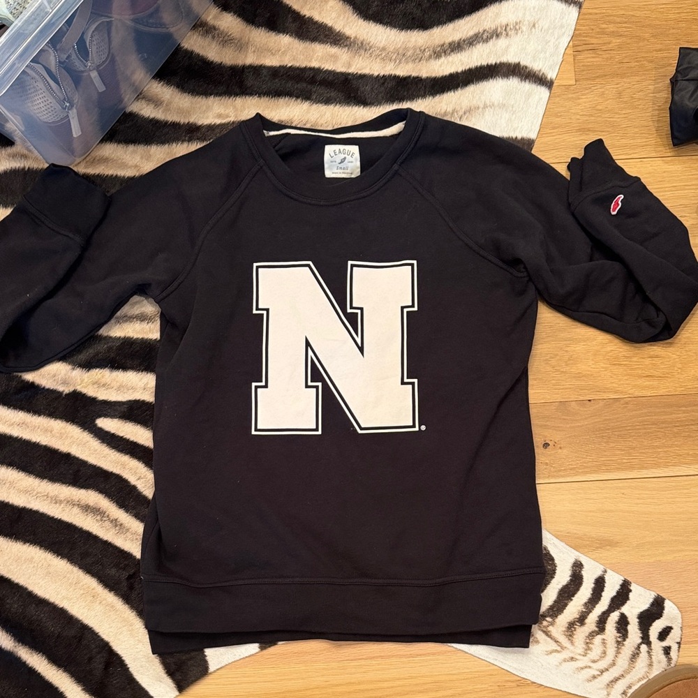 League Nebraska Cornhusker Black Sweatshirt with Bold N Logo